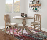 Linon Keira Wooden Folding Chair Upholstered Seat and Mission Back Set of 2, Dining Height, Rustic Natural & Beige Linon