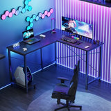 DUMOS L Shaped Desk, Computer Gaming Desks Corner Office Table with CPU Shelf for Home Study Writing Work Station 50 Inch, Black DUMOS