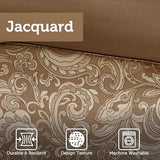Madison Park Essentials Brystol 24 Piece Room in a Bag Faux Silk Comforter Jacquard Paisley Design Matching Curtains Down Alternative Hypoallergenic All Season Bedding-Set, Queen(90"x90"), Brown Madison Park