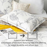 LEMIROE 100% Cotton Duvet Cover King Size,Vintage Design with Luxrious Black Sketched Flowers & Leaves on Cream,Reversible Taupe Bed Sets 3Pcs,Button Closure LEMIROE