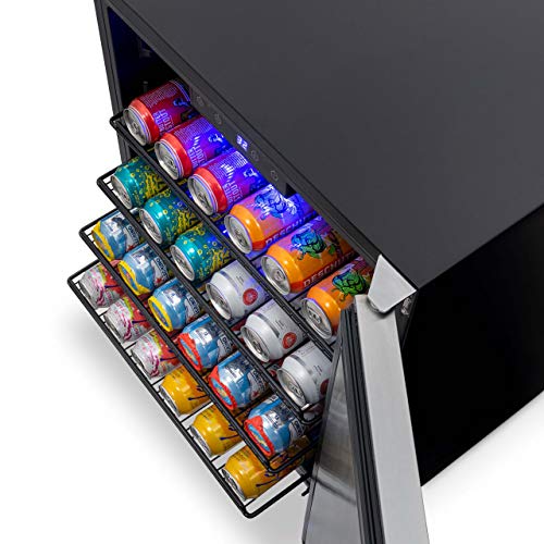 NewAir 24" Built-in 160 Can Outdoor Beverage Fridge in Weatherproof Stainless Steel with Auto-Closing Door and Easy Glide Casters. New Air Mini Fridge, Built-In or Freestanding Outdoor Fridge NewAir