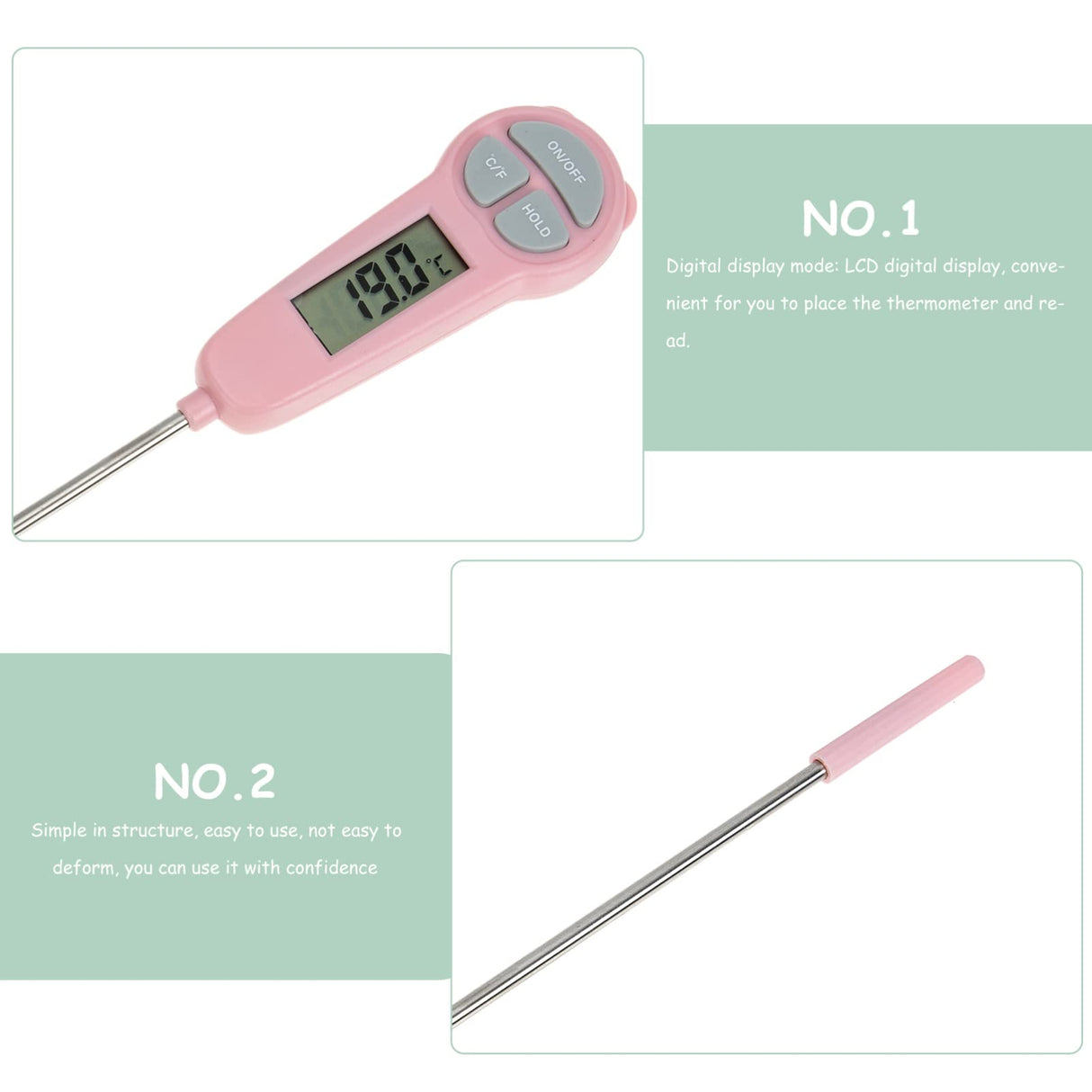 Kisangel Digital Meat Thermometer Cooking Instant Read Temp Probe 30℃~300℃ Read Digital Cooking Candle Liquid Making for Oil Deep Fry Oven Kisangel