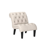 Yongqiang Accent Chair for Bedroom Living Room Chairs Tufted Upholstered Lounge Chair with Wood Legs Linen Fabric Yongqiang