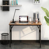 Need Folding Desk for Home Office 39-3/8 inch Length Modern Folding Table Computer Desk No Install Needed Rustic Brown Desktop Black Frame AC5FB(100 * 60) Need