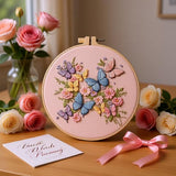 Embroidery Kit for Beginners & Adults Starter Kit, Cross Stitch Kits,DIY Hand Embroidery Needlepoint Set with Hoop, Pre-Printed Fabric, Threads and Instructions (Butterfly)