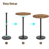 YATINEY Bar Table, Round Bar Table, Counter Height Table, Pub Cocktail Table, Metal Frame, for Bistro, Dining Room, Living Room, Terrace, Rustic Brown and Black BT05BR YATINEY