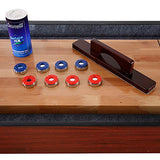 Challenger Shuffleboard Table with Dark Cherry Finish, Hardwood Playfield, Storage Cabinets, Climate Adjusters, Leg Levelers, 8 Pucks, Brush and Wax Hathaway