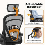 Ergonomic Office Chair,Computer Desk Chair Comfy with Flip-Up Armrests,Comfortable Lumbar Support Gaming Chairs for Bedroom,Study,Student,Wide Seat,Black Garvee