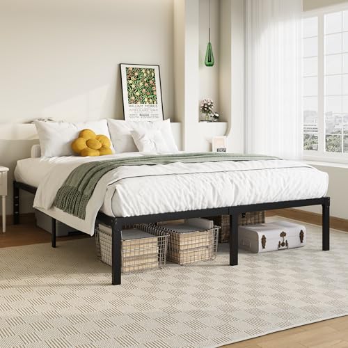 Allewie Full Size Bed Frame, 14 inch Metal Platform Beds with Storage Space, No Box Spring Needed and Easy Assembly, Black Allewie