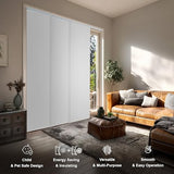 CHICOLOGY Sliding Door Blinds , Blinds for Sliding Glass Doors ,Room Divider , Vertical Blinds for Patio Doors , Sliding Glass Door Blinds Movie Night White (Blackout) W:46-86 x H: 0-96 inch CHICOLOGY