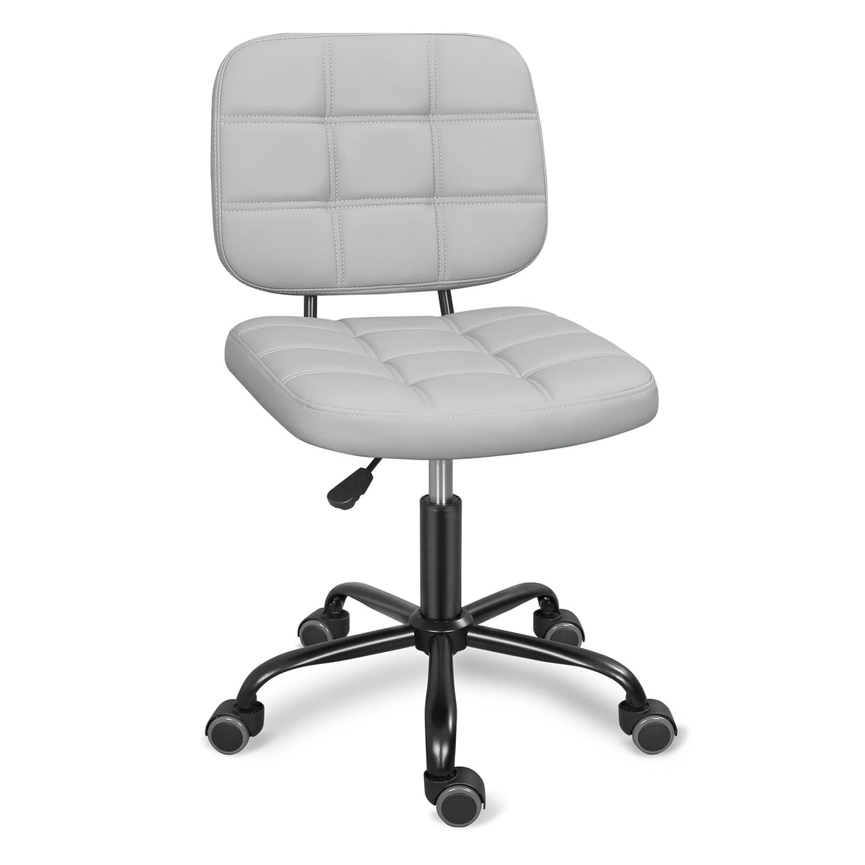 ERGOSEAT Armless Home Office Desk Chair with Wheels, Modern Ergonomic Drafting Rolling Chair with 360° Swivel Wheels,Height Adjustable Computer Task Chairs for Small Space, Light Grey ERGOSEAT