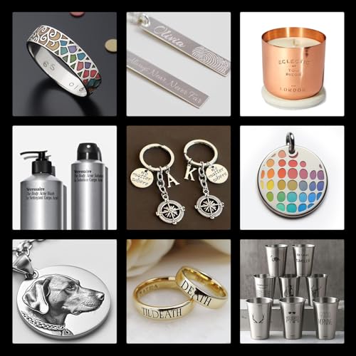 OMTech 30W MOPA Fiber Laser Engraver with Rotary Axis, 5.9"x5.9" Laser Metal Etching Machine for Color Metal Marking, Laser Marking Machine with JPT Source EZCad Galvo Lens OMTech