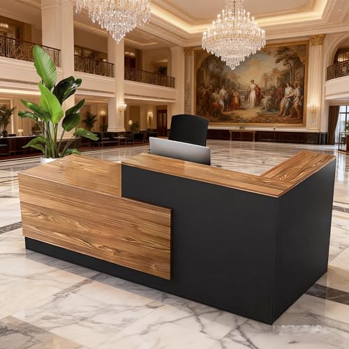 Minimalist Modern Reception Desk - Front Desk Reception Counter for Hotel, Clothing Store Cashier, L-Shaped Office Checkout, Contemporary Receptionist Station (A,Left 71in) ZGTYYSDZ