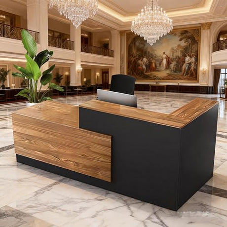 Minimalist Modern Reception Desk - Front Desk Reception Counter for Hotel, Clothing Store Cashier, L-Shaped Office Checkout, Contemporary Receptionist Station (A,Left 71in) ZGTYYSDZ