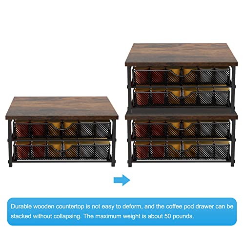 Coffee Pod Drawer Holder Capsule Storage Organizer 2 Tier Coffee Pods Holder With Sliding Baskets for 72 Capacity K Pod, Suit for Home Office Cafe Counter (Black) - WoodArtSupply