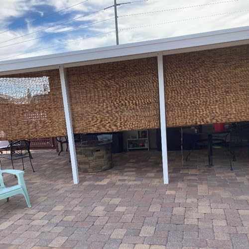 Bamboo Roman Window Blinds Sun Shades, UV Resistant Outdoor Home Roller Shades, Patio Blinds Roll Up Waterproof Curtains Privacy Partition With Lifter, Cordless 31x72in 40x48in 50x83in ( Size : 76"W x WoodArtSupply