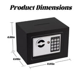 Safe Box Money Cash Safe with Digital Keypad & Keys Gun Safe Mini Security Lock Safe Boxes for Coin Home Office Hotel Rooms Business Jewelry Gun (Black) ELLAIG