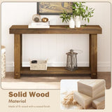 HOKYHOKY Solid Wood Console Table for Entryway, 54.3" Farmhouse Entryway Tables with Thickened Tabletop and Legs Rustic Narrow Skinny Behind Couch Long Sofa Table for Living Room, Hallway, Foyer HOKYHOKY