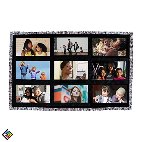 9-Panel Blank Sublimation Plush Velvet Blanket with Soft Edge Frills, DIY Velvet Blanket, Soft Sublimation Blanket, Black, 40 x 60'' Generic