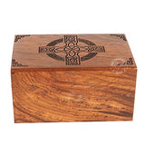 HIND HANDICRAFTS Rosewood Top Engraved Wooden Cremation Urns for Human Ashes Adult - Handcrafted Funeral Memorial Ashes Urn - Columbarium Urn (Celtic Hind Handicrafts