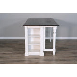 Pemberly Row 71.5" x 38" Farmhouse Wood Kitchen Island with Adjustable Shelves, Ample Storage Space, in White & Dark Brown Finish Pemberly Row