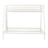 ikalido Metal Loft Bunk Bed Twin Over Full Size with Safety Guardrail and Ladder, No Box Spring Needed Space Saving Bedroom Furniture, Cream White ikalido