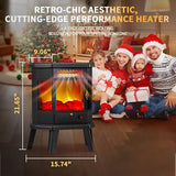Electric Fireplace Heater 22 in Freestanding Fireplace Stove Infrared Fireplace RealSmart with 3D Flame Effect Remote Control, Timer, Overheating Protection Heater for Indoor Use Black RealSmart