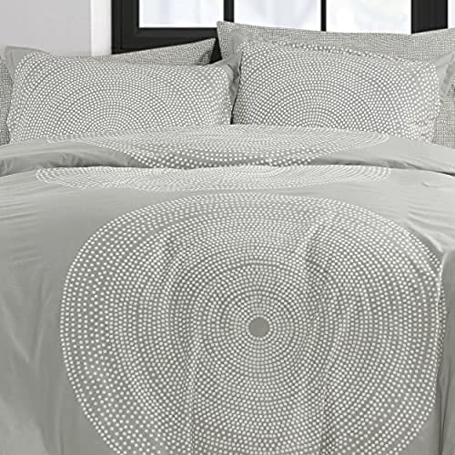 Marimekko - King Duvet Cover Set, Smooth Cotton Percale Bedding with Matching Shams, Lightweight Home Decor (Fokus Grey, King) MARIMEKKO
