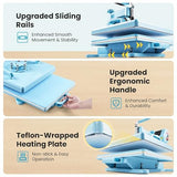 Upgrade 15x15 Heat Press, 5in1 Set Heat Press Machine with 11-30oz Tumbler/Mug/Hat Press, 360° Swing Away Digital Shirt Press, Slide Out Sublimation heatspress for Beginners (15‘’X15‘’ Blue 5in1) AKEYDIY
