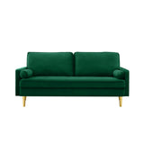 67'' Velvet Sofa Bed, Modern Loveseat with Gold Metal Legs and 2 Bolster Pillows, Velvet Love Seats Couch for Small Spaces, Living Room, Apartment (Green) GPCRAC