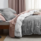 Bedsure Duvet Cover King Size - Reversible Floral Duvet Cover Set with Zipper Closure, 3 Pieces Grey Bedding Set with 8 Corner Ties and 2 Pillowcases 20"x36" Bedsure