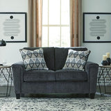 Signature Design by Ashley Abinger Chenille Contemporary Loveseat with 2 Accent Pillows, Dark Gray Signature Design by Ashley