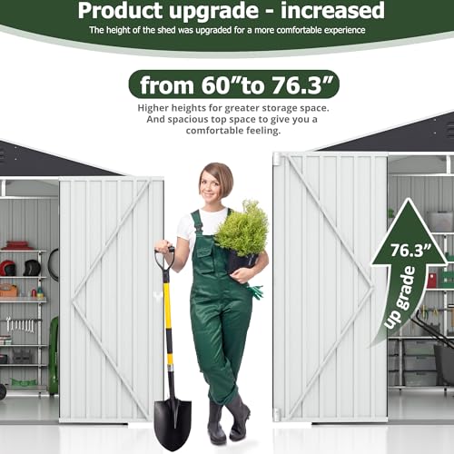 AirWire 8x12 FT Outdoor Storage Shed, Garden Shed with Updated Frame Structure and Lockable Doors, Metal Tool Sheds for Backyard Garden Patio Lawn, Grey AirWire