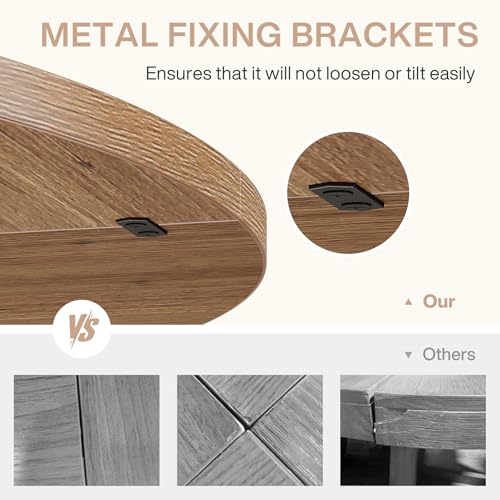 Tribesigns 47-Inch Round Conference Table for 4-6 People, Wooden Meeting Room Table with Thicken Tabletop and Wood Base (Brown+Black) Tribesigns