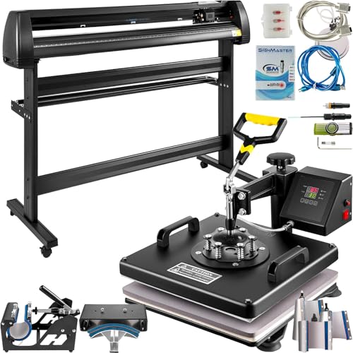 8 in 1 Heat Press 15"x15" Sublimation Machine + 53" Vinyl Cutter/Plotter Cutting CooFel