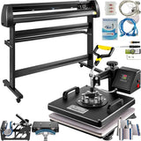 8 in 1 Heat Press 15"x15" Sublimation Machine + 53" Vinyl Cutter/Plotter Cutting CooFel