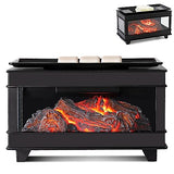 YSong Freestanding Fireplace Wax Warmer,Wax Warmer for Scented Wax,Electric Wax Melt Warmer,Full Metal Wax Melter,Wax Burner Fragrance Warmer for Home Office Gifts&Decor (Three-Sided Glass) YSong