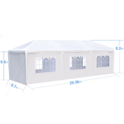 MMTGO 10x30 FT Outdoor Canopy Tent, with 5 Removable Sidewalls and Transparent Windows, Outdoor Party Tent Wedding Birthday Tents, Outside Gazebo Event Tent for Garden Patio and Backyard