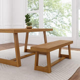 Plank+Beam 60 Inch Farmhouse Dining Bench, Solid Wood Entryway Bench, Wooden Outdoor Bench, Kitchen Dining Seat, Dining Room, Home Office, Living Plank+Beam