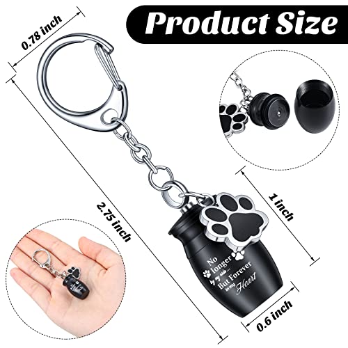 Tudomro 2 Pcs Pet Dog Urns Keychain for Ashes with 2 Storage Bags Small Cat Cremation Keepsake Jewelry Paw Print Memorial Urn(Fresh Style)