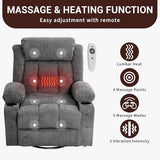 GarveeLife Rocking Recliner Chair for Nursery Glider Recliner with Cup Holder Swivel Rocker with Upholstered Deep Seat Comfy Single Sofa for Living Room Grey