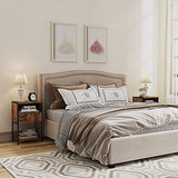 LDTTCUK Nightstand with Charging Station, Modern End Table with Drawer, Bedside Table with Open Storage for Bedroom,Rustic Brown LDTTCUK