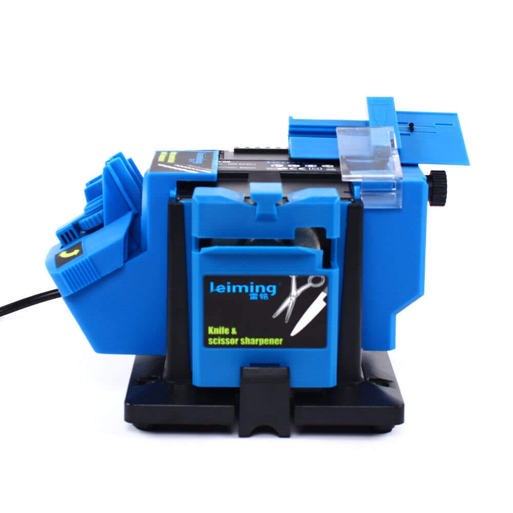 CHUNILLE Electric Sharpener Scissor Knife Drill Bit Chi-sel Sharpening Machine Multi-Task 1350rpm 96W Blue CHUNILLE