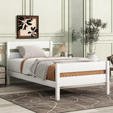Ball & Cast Twin Bed Frame with Single Panel Headboard and Footboard,Wooden Platform Bed No Box Spring Needed,Wood Slat Support Mattress Foundation,White Ball & Cast