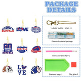 Rertcioph 9 Pcs Football Diamond Painting Kits DIY Double Sided Diamond Art Keychains Hanging Ornament Kits Fans Gift for Buffalo Art Craft Rertcioph