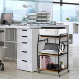 Vividwood Printer Stand - Large 3 Tier Printer Table with Adjustable Storage Shelf - Rolling Printer Cart with Wheels -Stable Desk for Printer Home Office Use (Rustic Brown) Vividwood