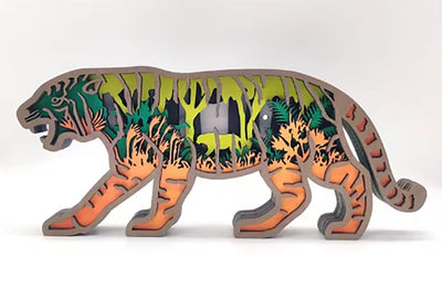 Generic Wooden LED 3D Tiger/Big Cat Animal LED Home Decor Night Light for Home- Wooden Animal Crafts/Figurines/Statues, Dog1_LED