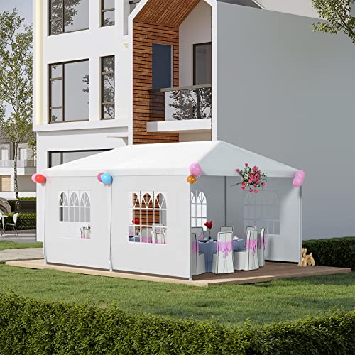 FDW Party Tent 10'x20' Outdoor Canopy Party Wedding Tent Garden Gazebo Pavilion Cater Events -4 Removable Sidewalls,White FDW