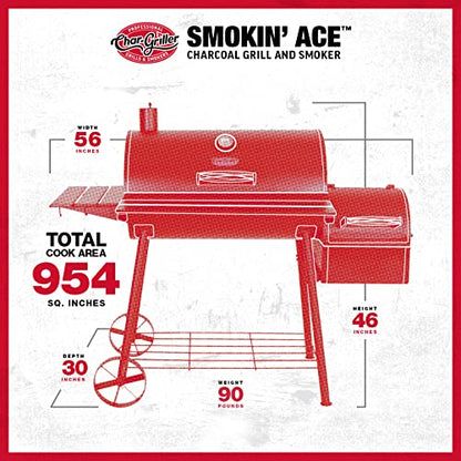 Char-Griller King-Griller E3018 Smokin' Ace BBQ Charcoal Grill and Smoker, Black