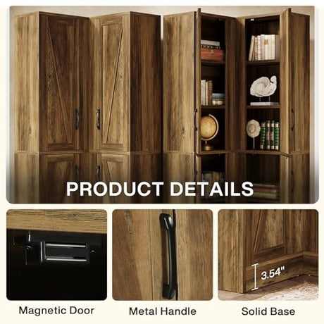 Tribesigns Corner Pantry Cabinet, 67" Tall Kitchen Pantry with Doors and 5-Tier Storage Shelves, Farmhouse Wooden Corner Bar Cabinet for Home, Living Room, Bar, Kitchen, Rustic Brown Tribesigns